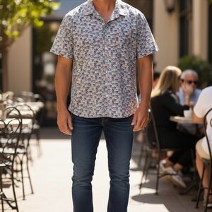 Men's Blue Patterned Shirt